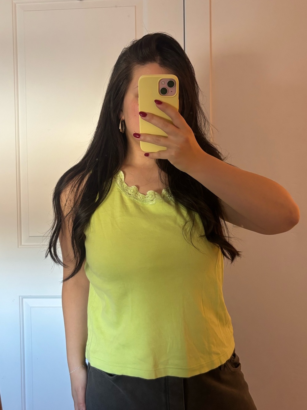 Classic Elements Lace-Trim Tank in Chartreuse